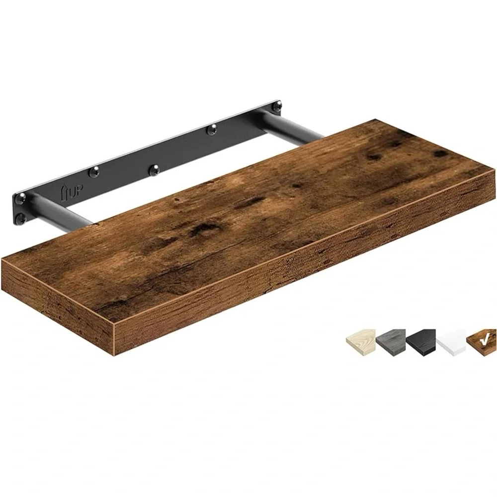 Rustic Brown Wooden Wall Shelf